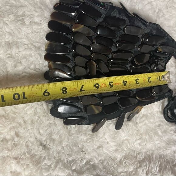 Lili Lua Vintage black satin bag cover with tortoises shells black beads accent - Picture 10 of 11